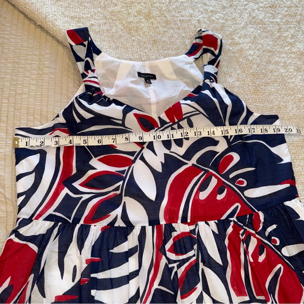 NWOT Talbots Red White Blue Floral Cotton Lined Sun Dress medium - Picture 7 of 9